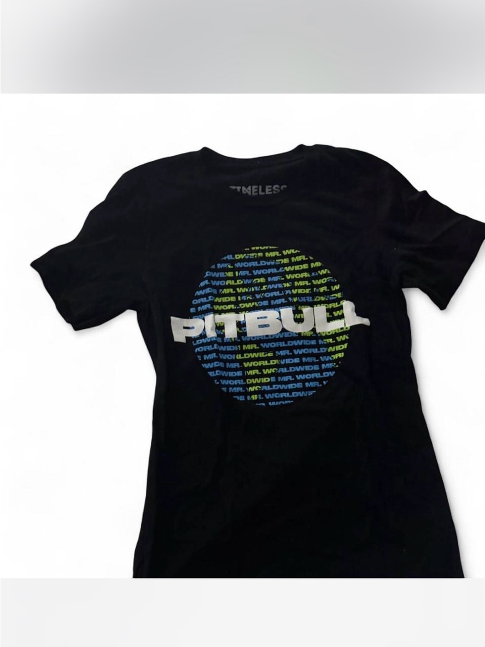 Pitbull Graphic Black Tee with Blue-Green Globe